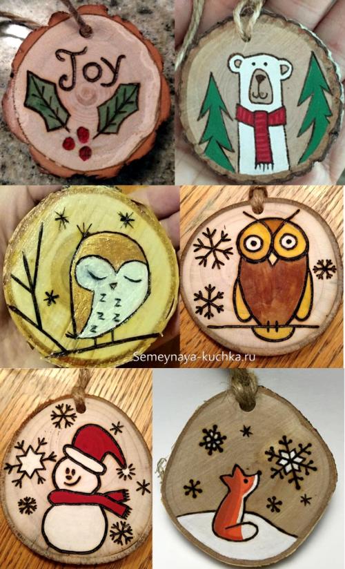 Поделки из спилов дерева на Новый год. на Новый Год.