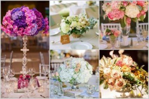 Как сделать композицию из искусственных цветов на свадебный стол. Как украсить цветочными композициями стол жениха и невесты, гостей: свадебная флористика своими руками