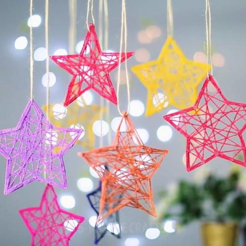 Легкий новогодний декор своими руками. Поделки из ниток