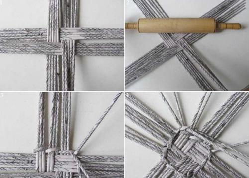 Плетение корзин из газетных трубочек. Начало плетения — формируем донышко