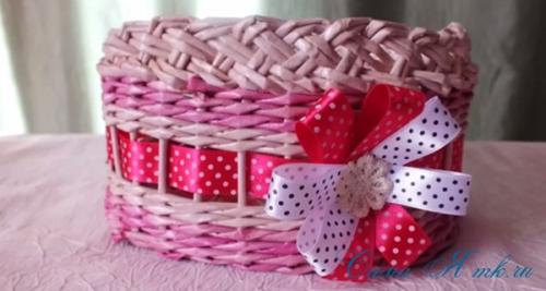 Плетение корзин из газетных трубочек. Начало плетения — формируем донышко 18 Плетение корзин из газетных трубочек. Начало плетения — формируем донышко 18