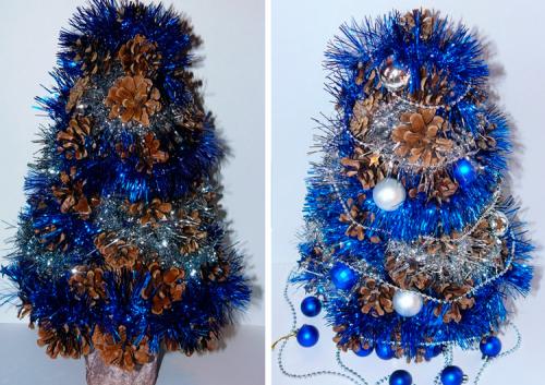 Мини елка своими руками. Используем шишки