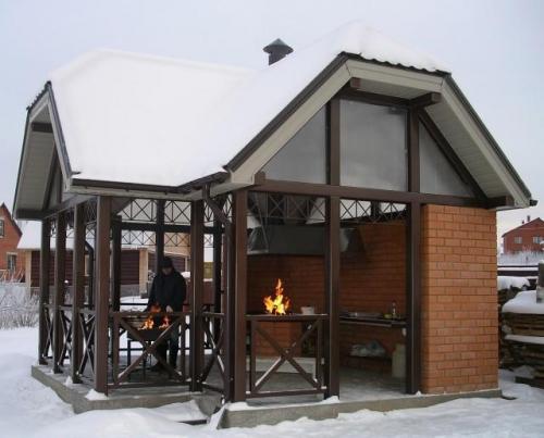 Закрытая беседка с мангальной зоной. Особенности беседок с мангалом