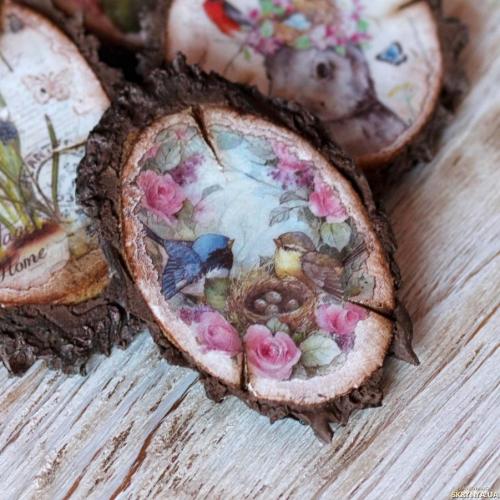 Чем обработать спил дерева для декора. Техники для декупажа спилов