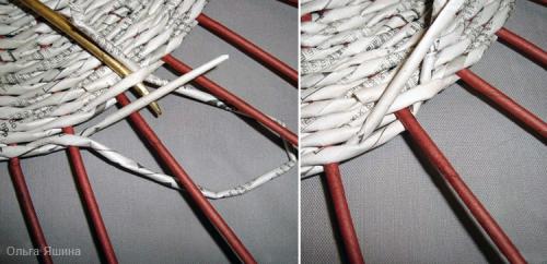 Плетение корзинок из газетных трубочек. Вариант №2