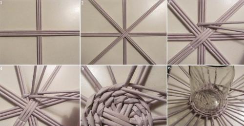 Плетение корзинок из газетных трубочек. Вариант №2 11