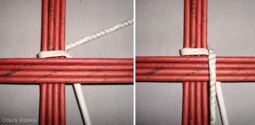 Плетение корзинок из газетных трубочек. Вариант №2