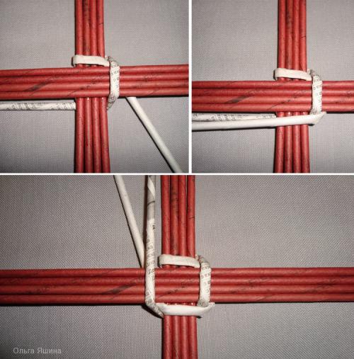 Плетение корзинок из газетных трубочек. Вариант №2