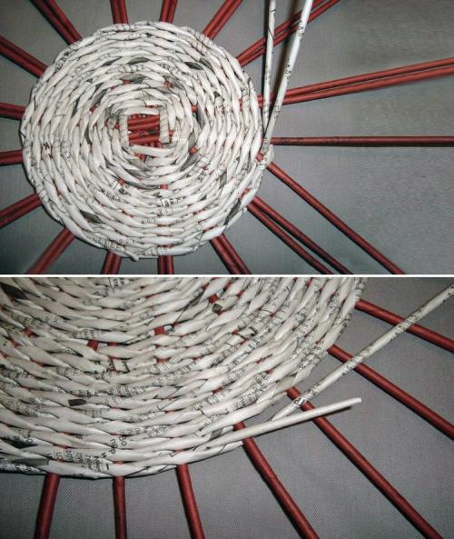 Плетение корзинок из газетных трубочек. Вариант №2