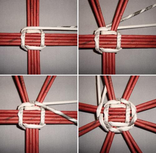 Плетение корзинок из газетных трубочек. Вариант №2