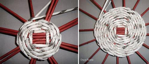 Плетение корзинок из газетных трубочек. Вариант №2