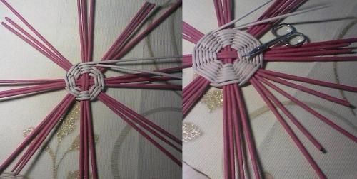 Плетение корзинок из газетных трубочек. Вариант №2 12