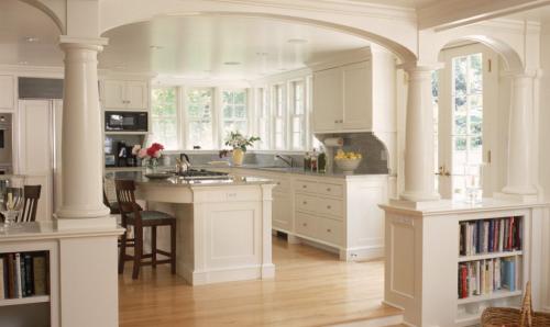 Зонирование кухни и гостиной аркой. Дизайн арки между кухней и гостиной фото