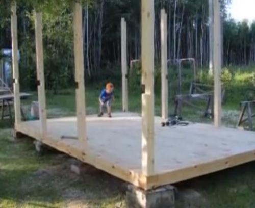 Чертеж беседки 6х4 с односкатной крышей. Сооружение каркаса и заливка крыльца