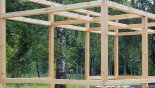 Чертеж беседки 6х4 с односкатной крышей. Сооружение каркаса и заливка крыльца