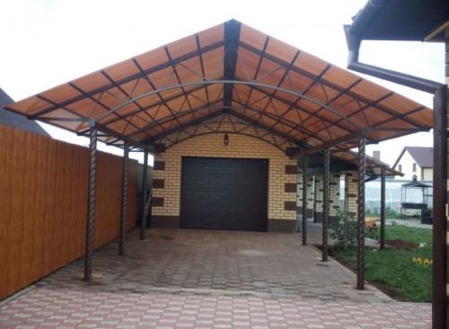 Навес во дворе. Навесы из поликарбоната во дворе частного дома: фото популярных конструкций