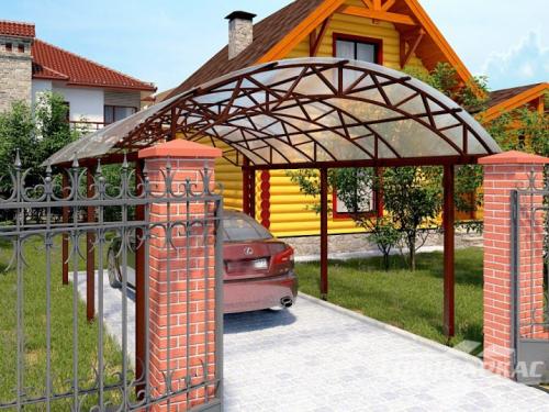 Навесы из поликарбоната во дворе частного дома 02