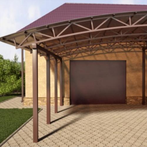 Навесы из поликарбоната во дворе частного дома 13