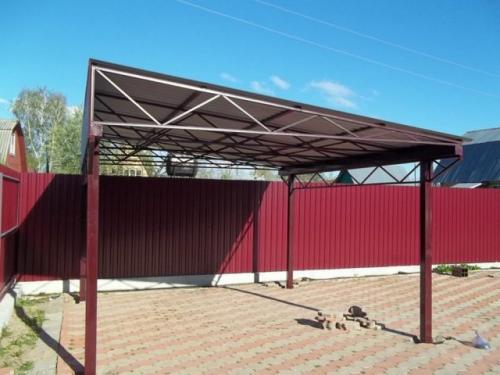 Арочный навес из металлочерепицы. Односкатный навес из металлочерепицы