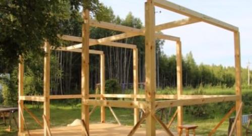 Чертеж беседки 6х4. Сооружение каркаса и заливка крыльца