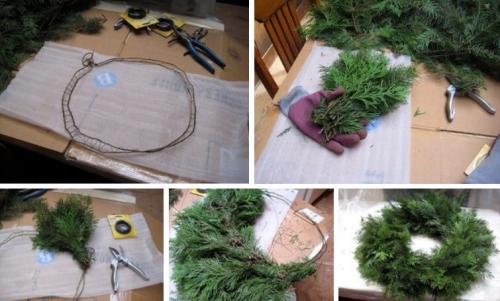 Как сделать венок из веток. Как сделать рождественский венок из еловых веток