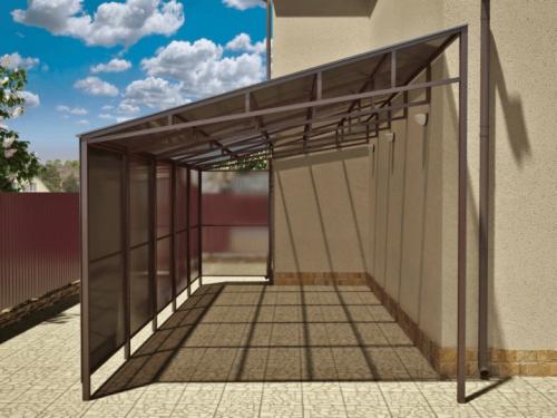 Как сделать навес из металлопрофиля своими руками. Односкатный навес 02