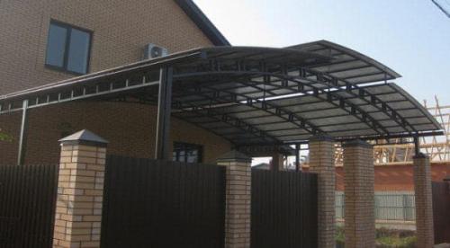 Навес из профнастила примыкающий к дому. Виды