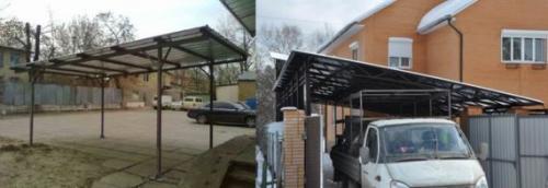 Односкатный навес из профнастила своими руками. Определяемся с видом и размером навеса