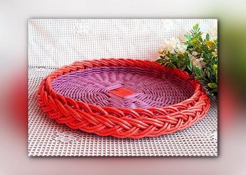 Плетение из бумажной лозы поднос. Поднос из газетных трубочек