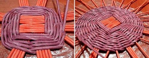 Плетение из бумажной лозы поднос. Поднос из газетных трубочек